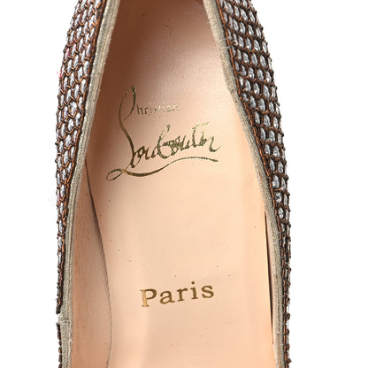 Christian Louboutin Sequin Embellished Peep Toe 110 Pumps 39 Silver 7 of 10