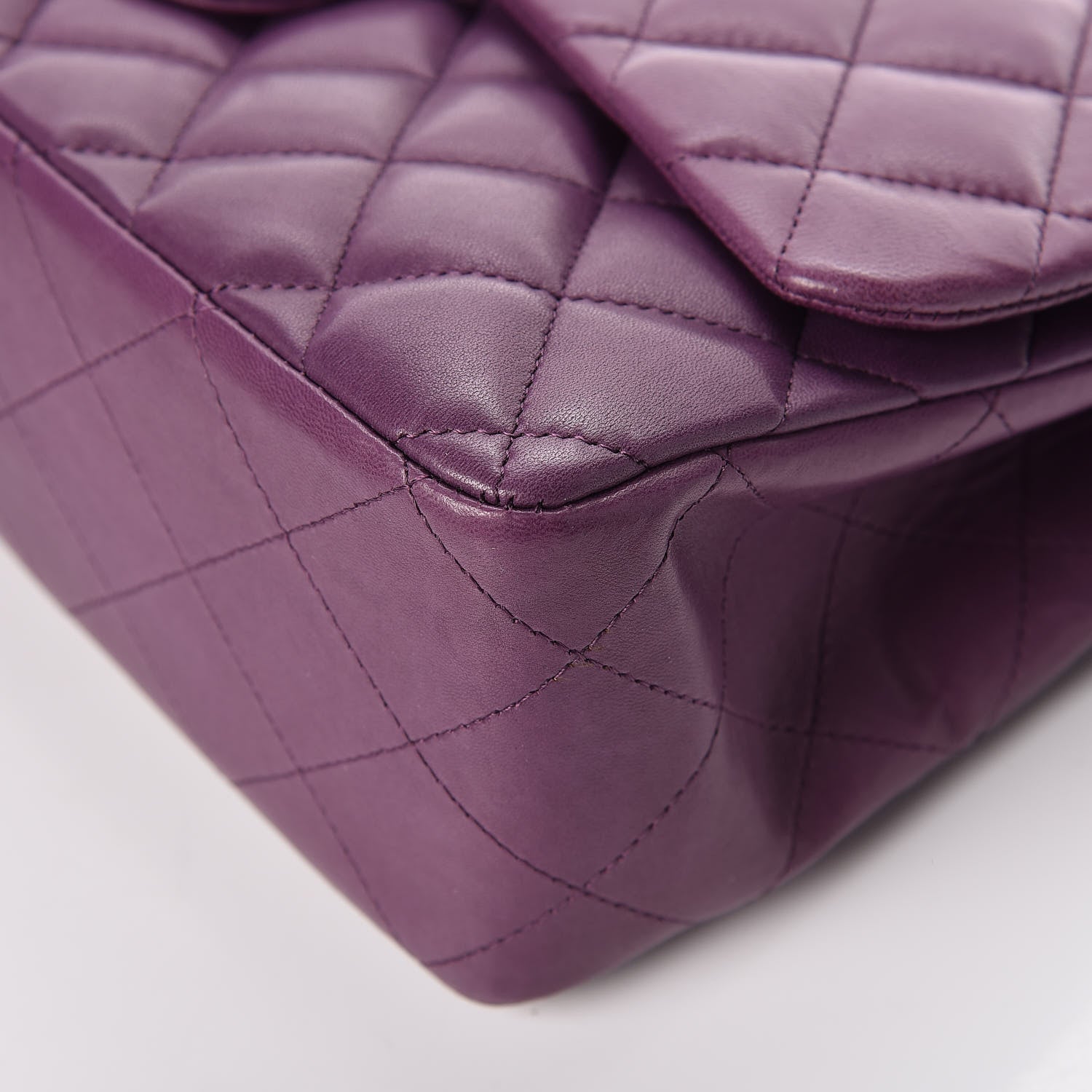 Chanel Lambskin Quilted Jumbo Single Flap Dark Purple 9 of 15