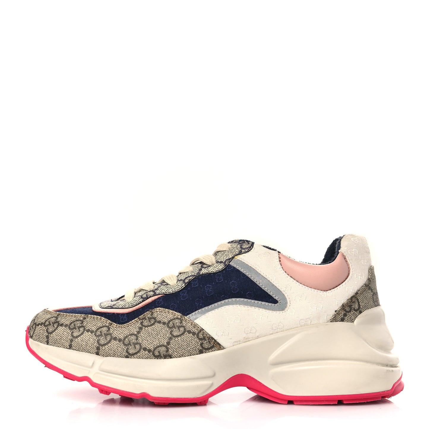 GG Supreme Monogram Mix Monogram Womens Rhyton Sneakers 38 London Blue Beige Pale Pink