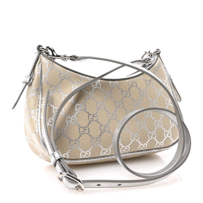 Gucci GG Supreme Monogram Emblem Small Shoulder Bag Beige Silver 3 of 10