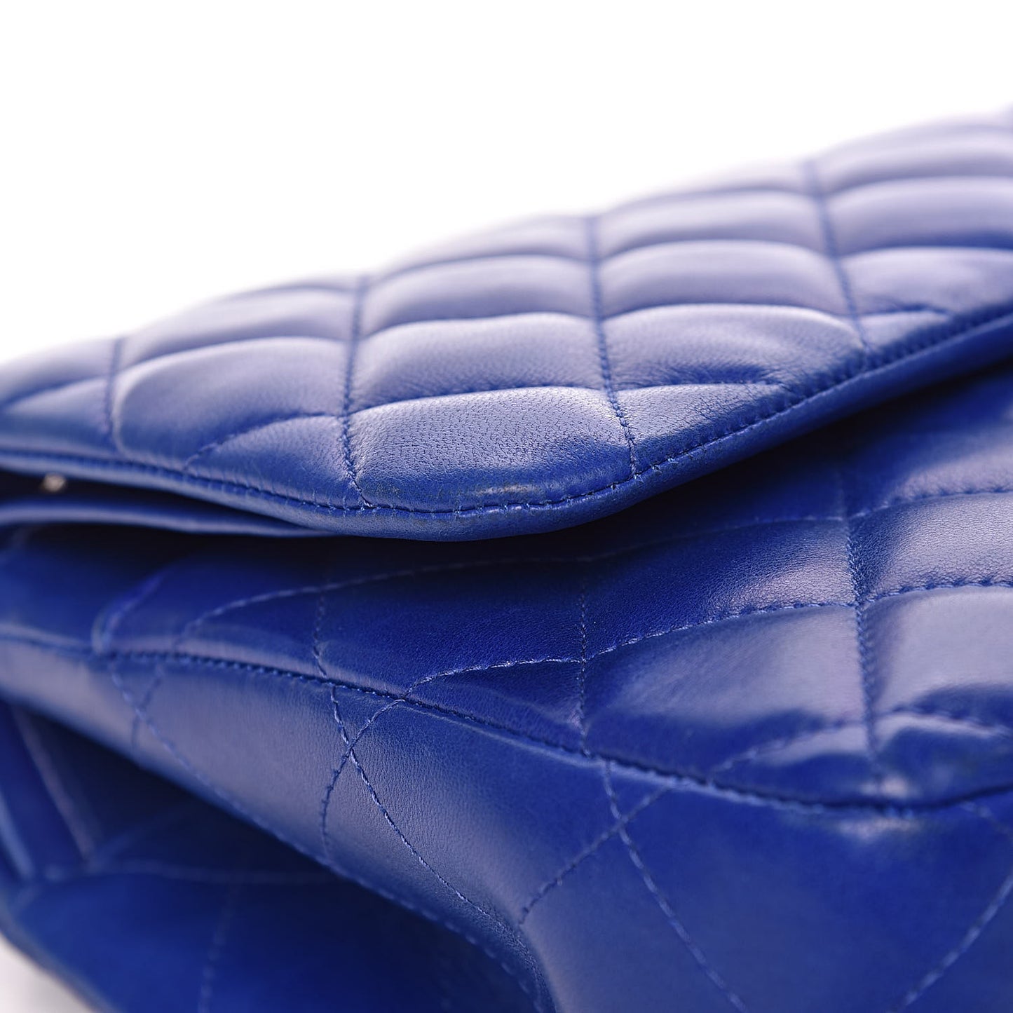 Lambskin Quilted Jumbo Double Flap Blue