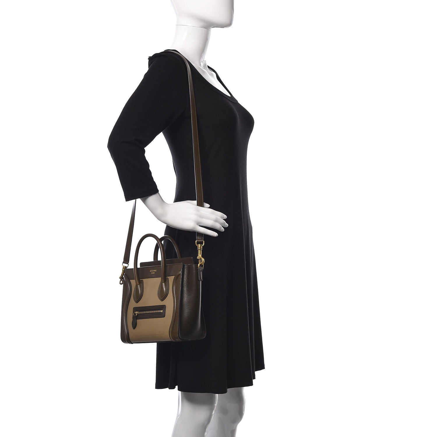 Celine Smooth Calfskin Nano Tri-Color Luggage Khaki 2 of 20