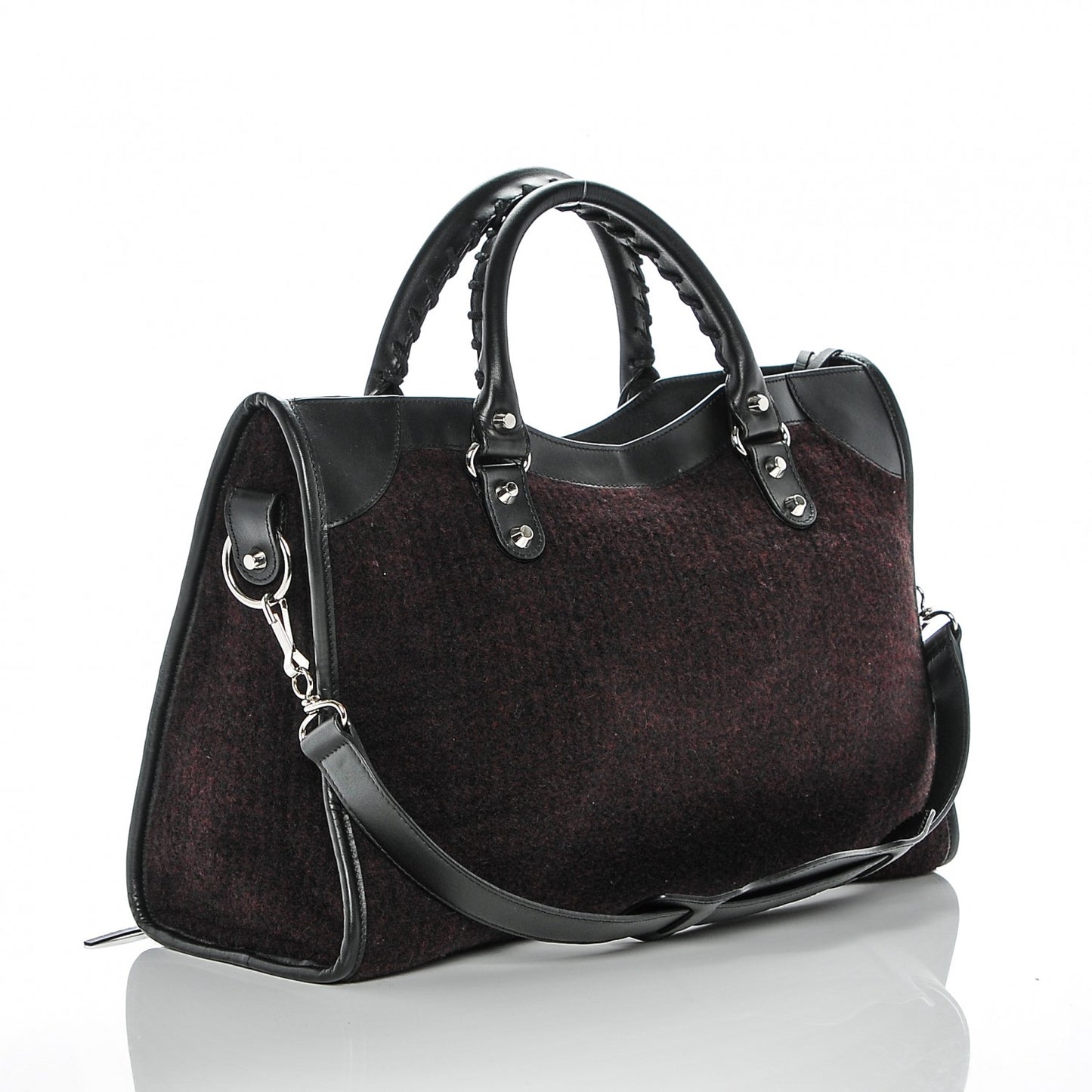 Calfskin Wool Classic Silver Hardware City Bordeaux