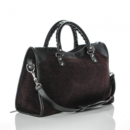 Balenciaga Calfskin Wool Classic Silver Hardware City Bordeaux 3 of 7