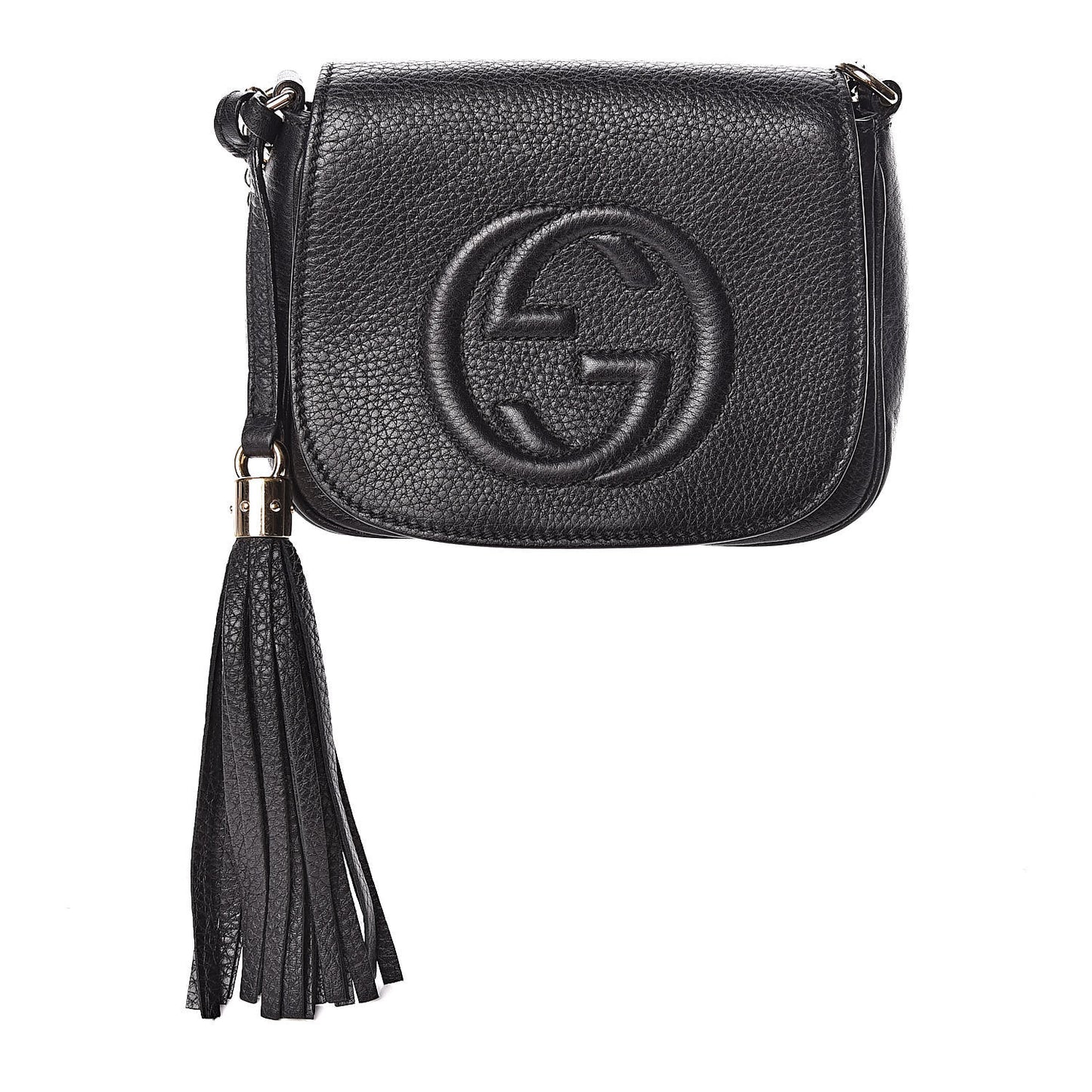 Pebbled Calfskin Small Soho Flap Crossbody Black