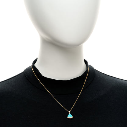 Bulgari 18K Yellow Gold Diamond Turquoise Divas' Dream Pave Pendant Necklace 2 of 5