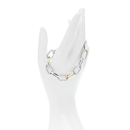 David Yurman Sterling Silver 18K Yellow Gold 11mm DY Madison Link Chain Bracelet 2 of 5