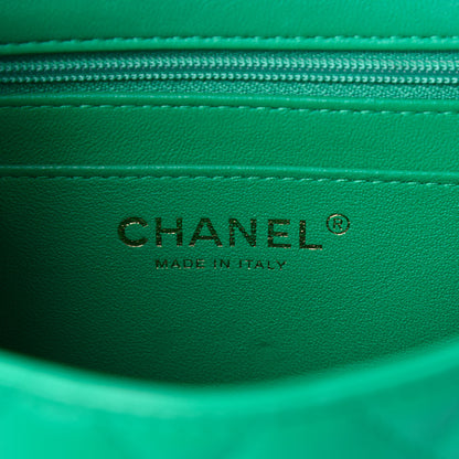 Chanel Lambskin Quilted Mini Square Flap Green 9 of 11