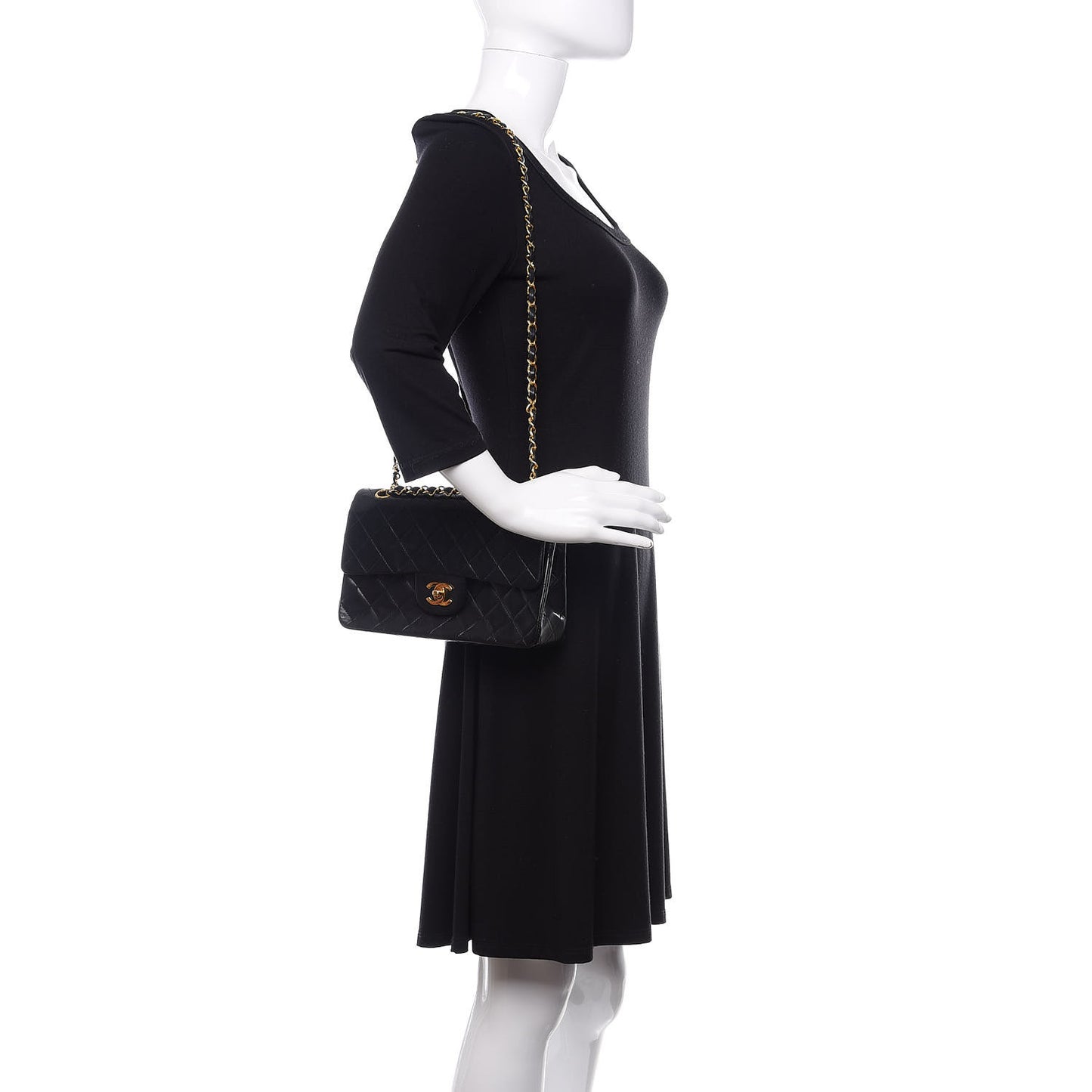 Lambskin Quilted Small Double Flap Black