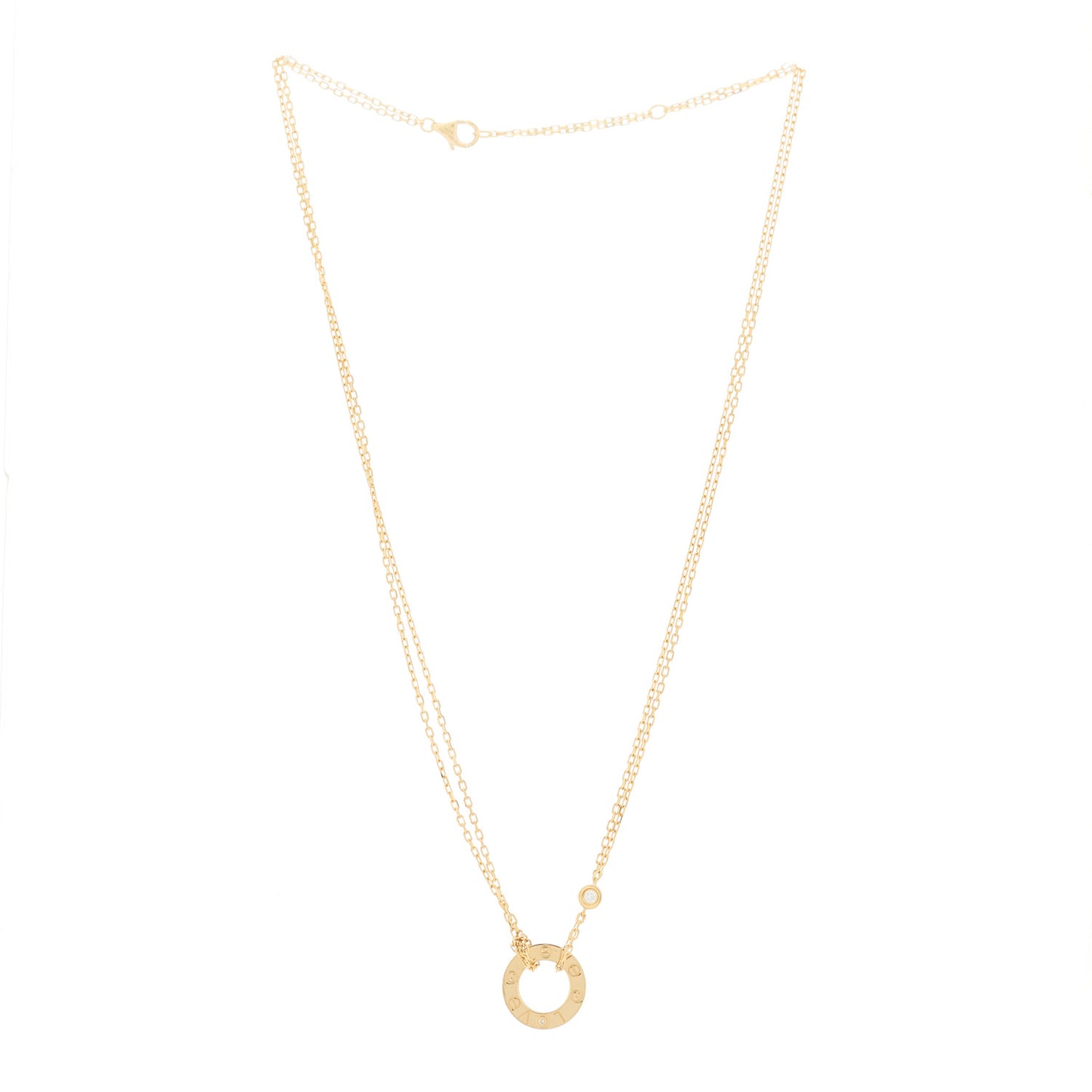 18K Yellow Gold 2 Diamond LOVE Necklace