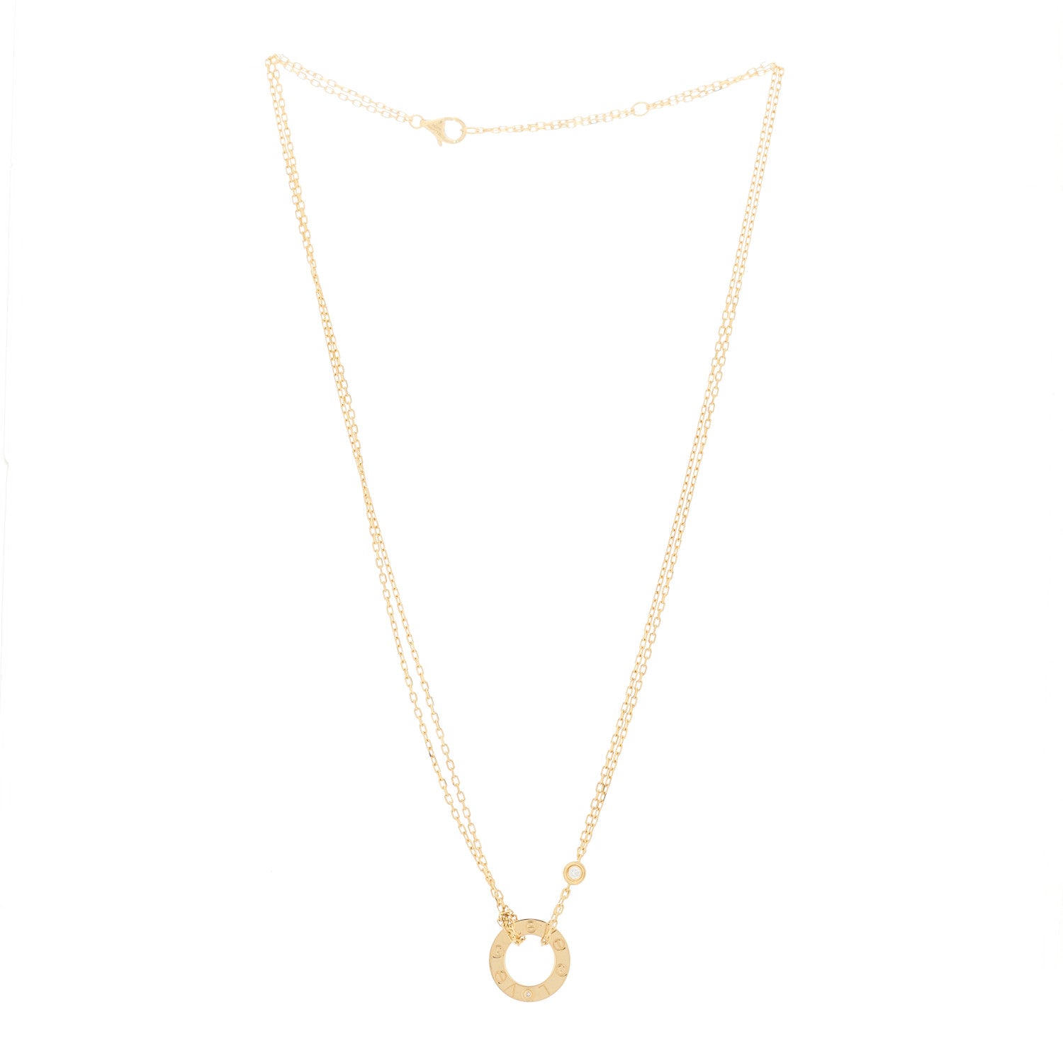 Cartier 18K Yellow Gold 2 Diamond LOVE Necklace 3 of 6
