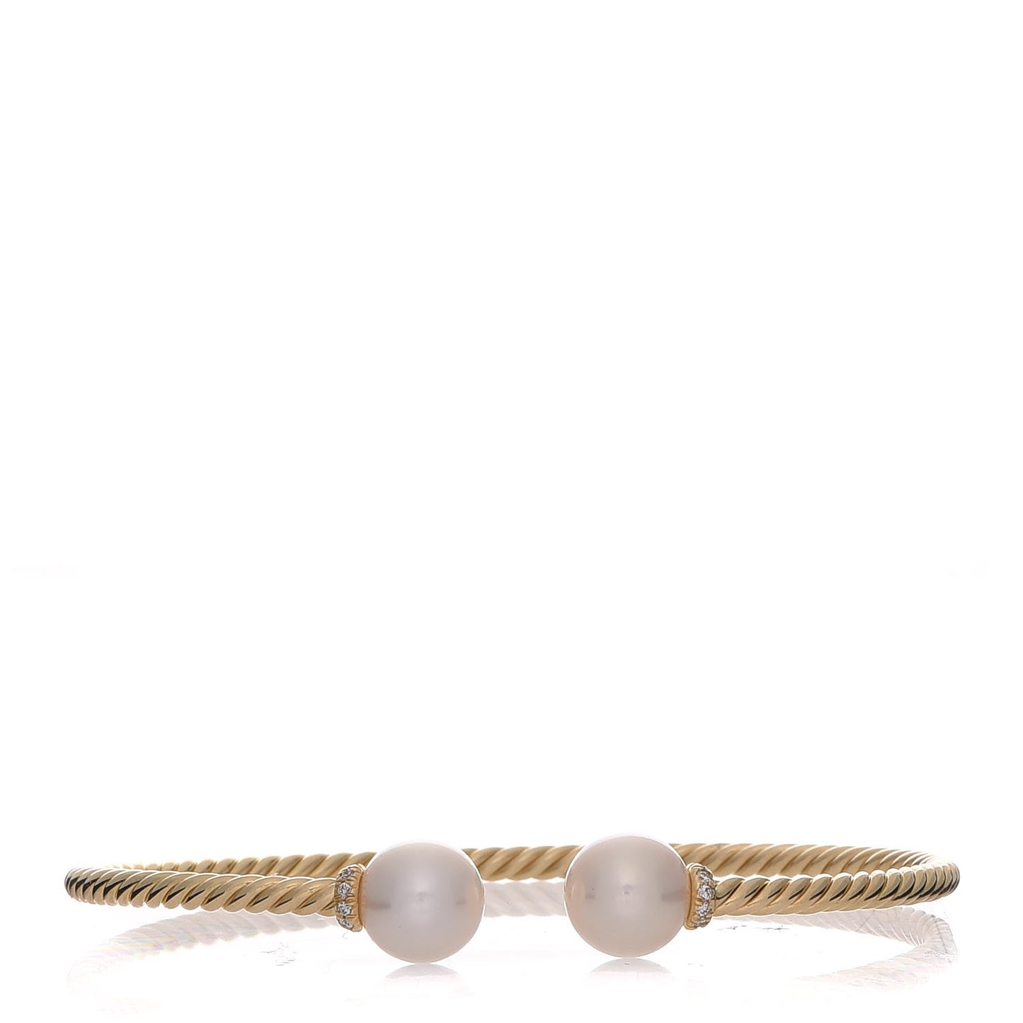 18K Yellow Gold Diamond Pearl 8.5mm Solari Bracelet