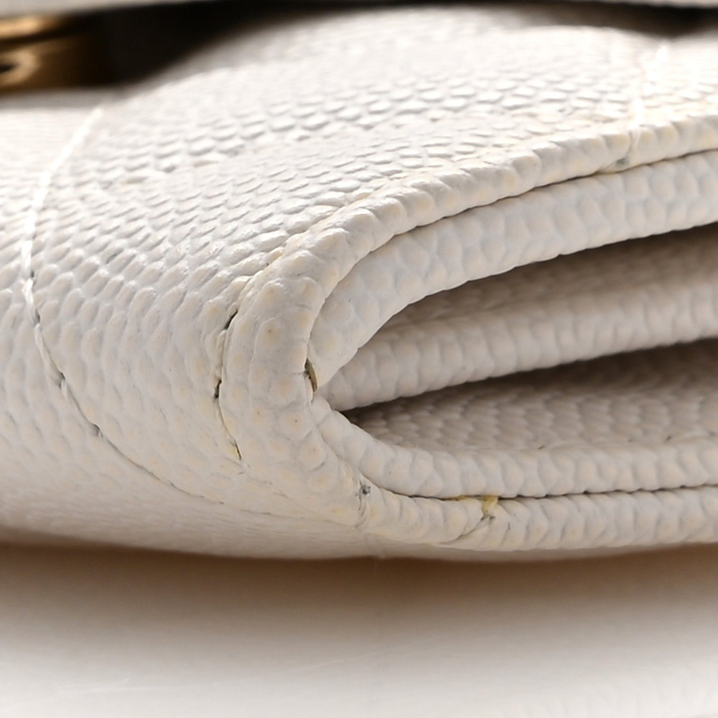 Caviar Quilted Flap Card Holder On Chain White