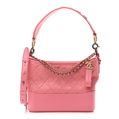 Chanel Aged Calfskin Quilted Medium Gabrielle Logo Hobo Rose 1 of 14