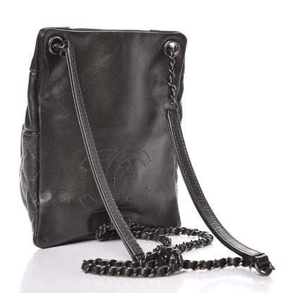 Chanel Metallic Lambskin Quilted Drawstring Backpack Dark Grey 3 of 7