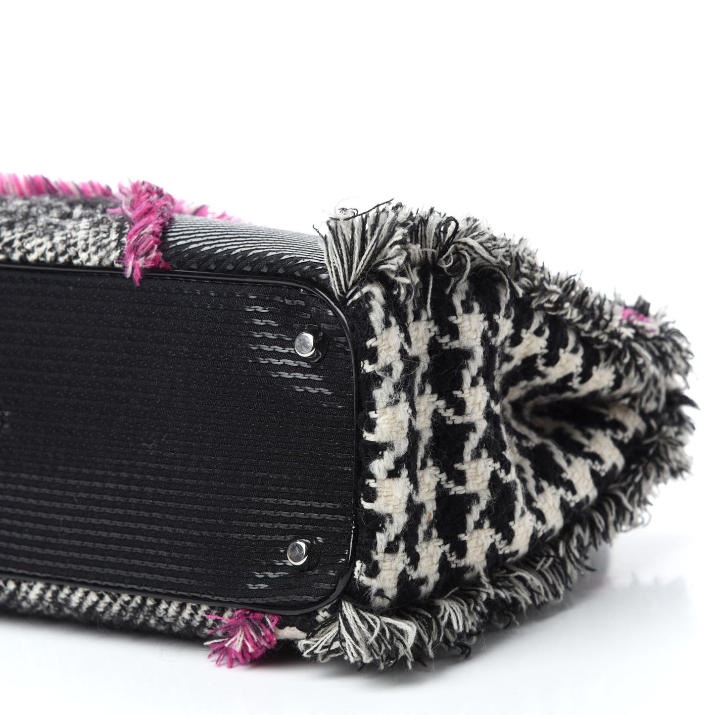 Patent Tweed Fringe Patchwork Lady Dior Black Multicolor