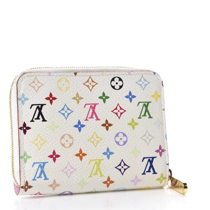 Louis Vuitton Monogram Multicolor Zippy Coin Purse Wallet White Litchi 3 of 7