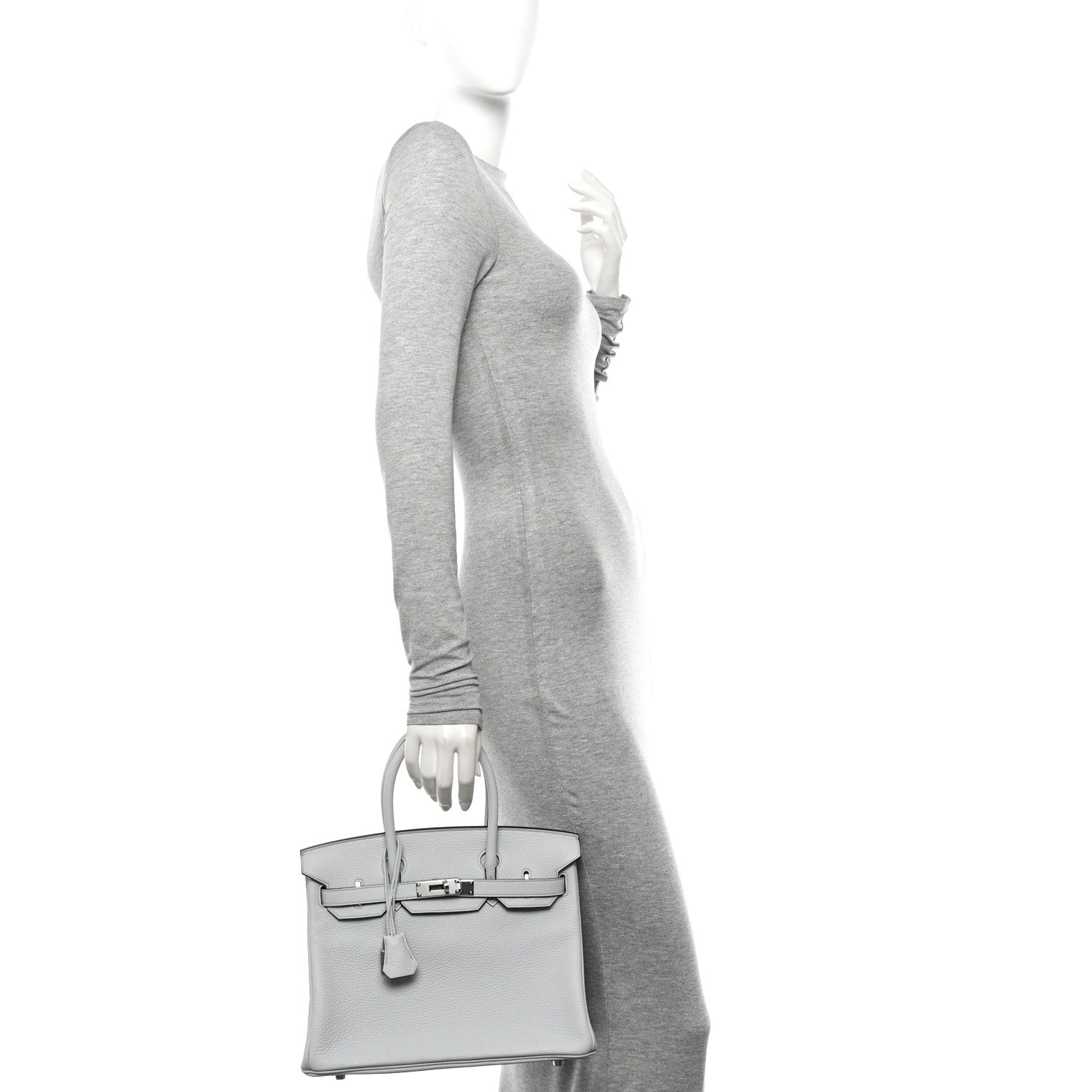 Hermes Taurillon Clemence Birkin 30 Bleu Pale 2 of 13