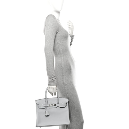 Hermes Taurillon Clemence Birkin 30 Bleu Pale 2 of 13