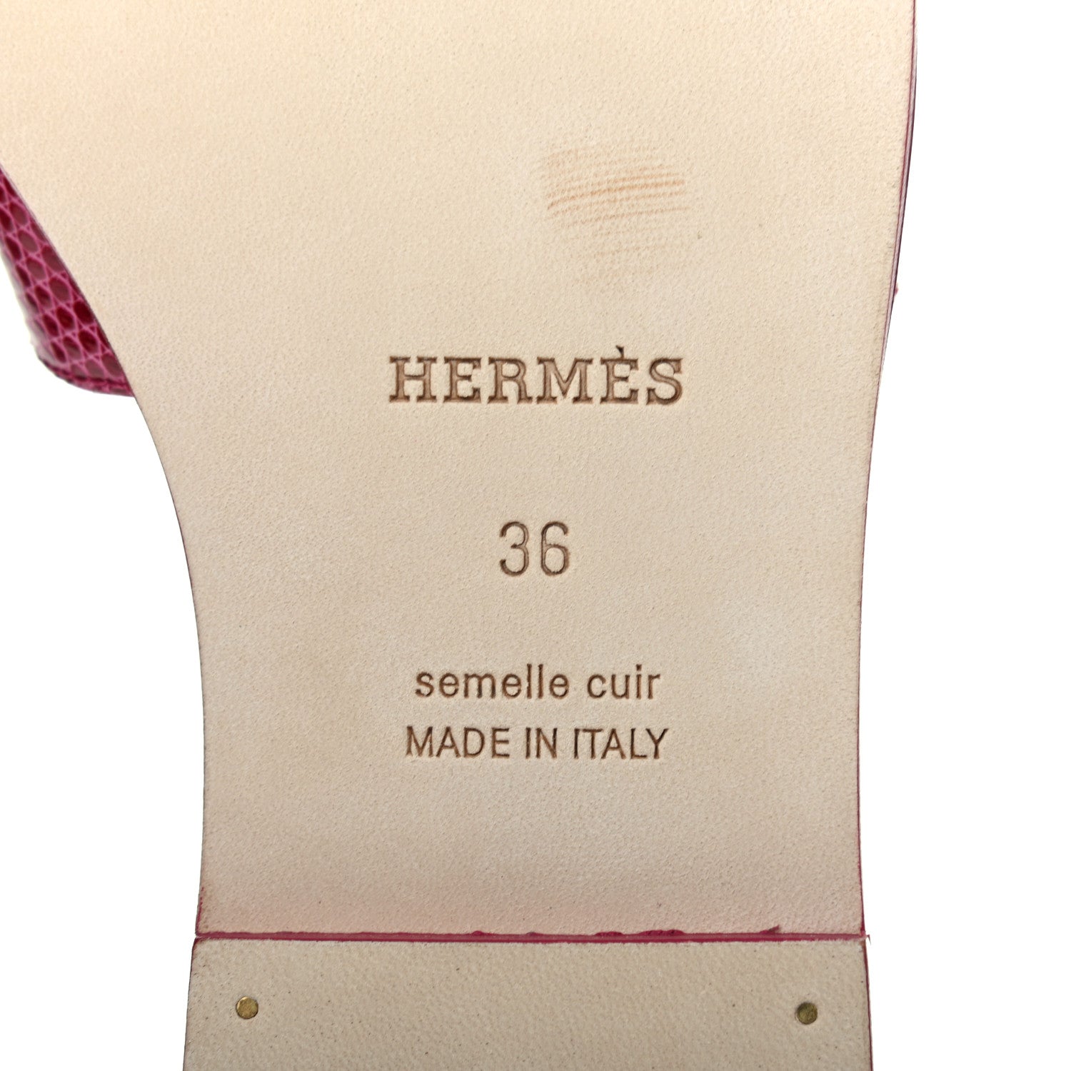 Hermes Lizard Oran Sandals 36 Fuchsia 12 of 19