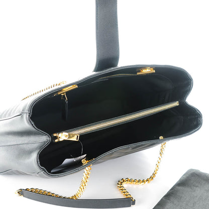 Saint Laurent Grain De Poudre Matelasse Chevron Monogram Shopping Bag Black 5 of 7