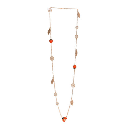Van Cleef & Arpels 18K Rose Gold Mother of Pearl Carnelian Onyx 15 Motifs Lucky Spring Long Necklace 3 of 5