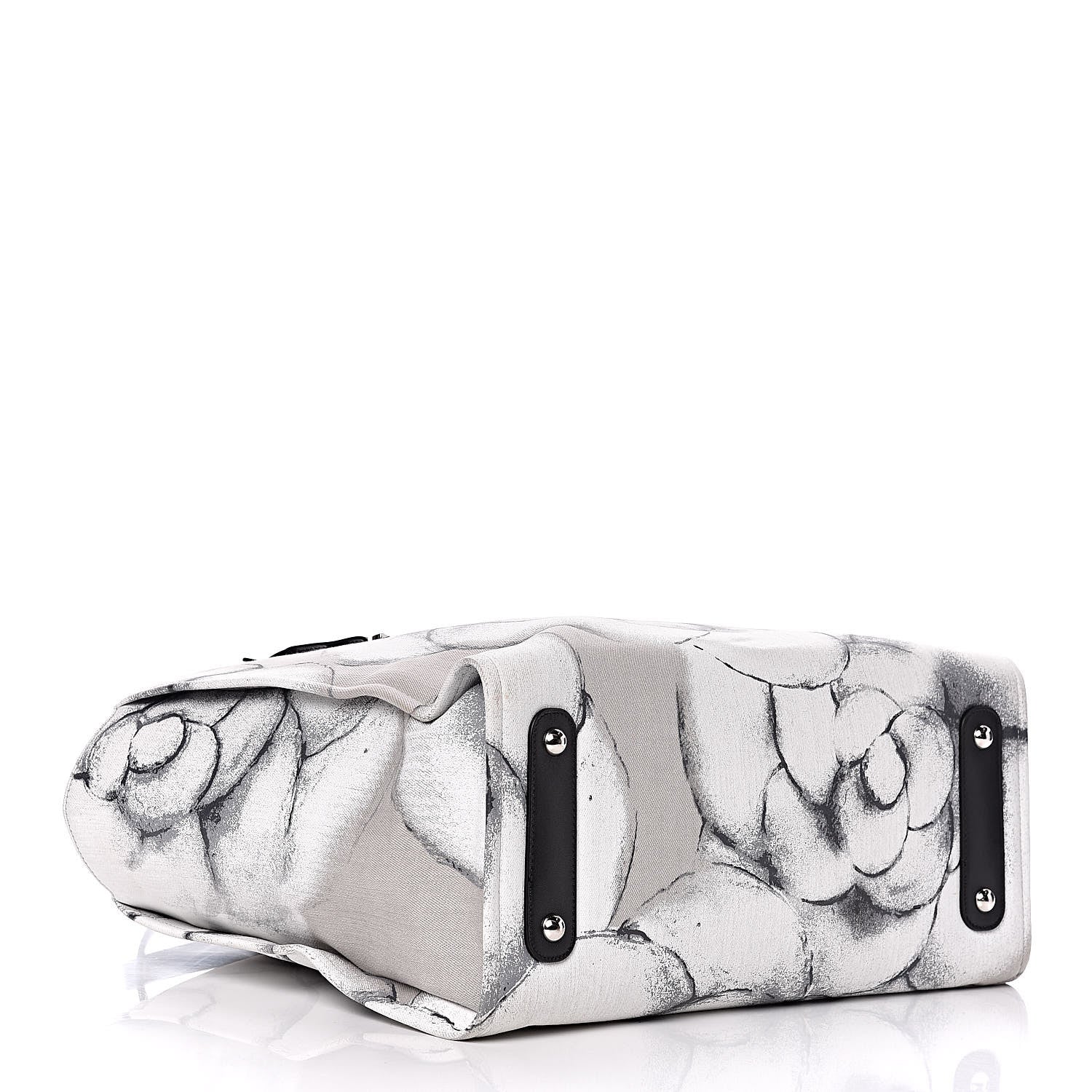 Chanel Canvas Medium Camellia Shopping Tote Grey Black 4 of 12