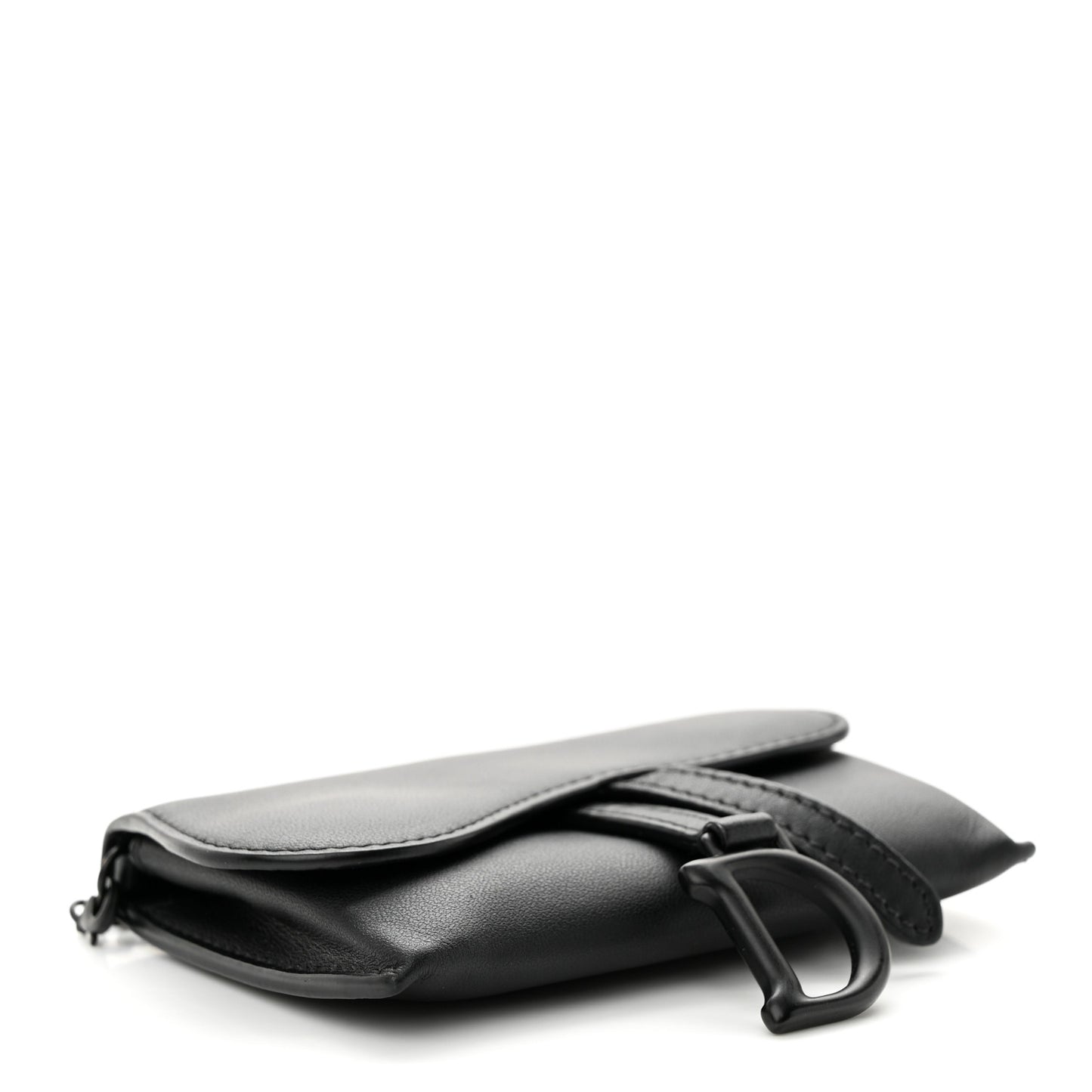 Ultra Matte Calfskin Nano Saddle Chain Pouch Black