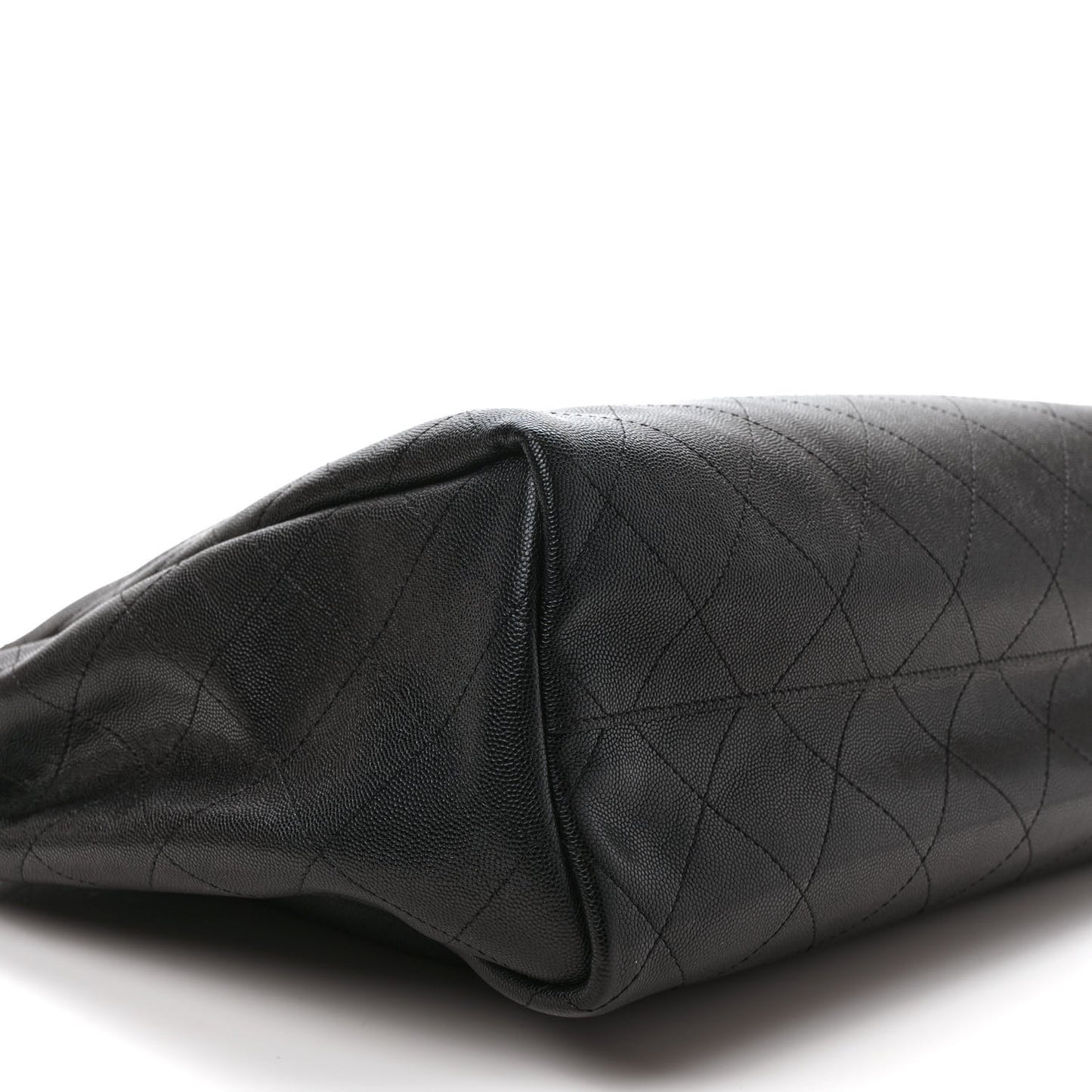 Caviar Stitched Large Lady Coco Shopping Tote Black