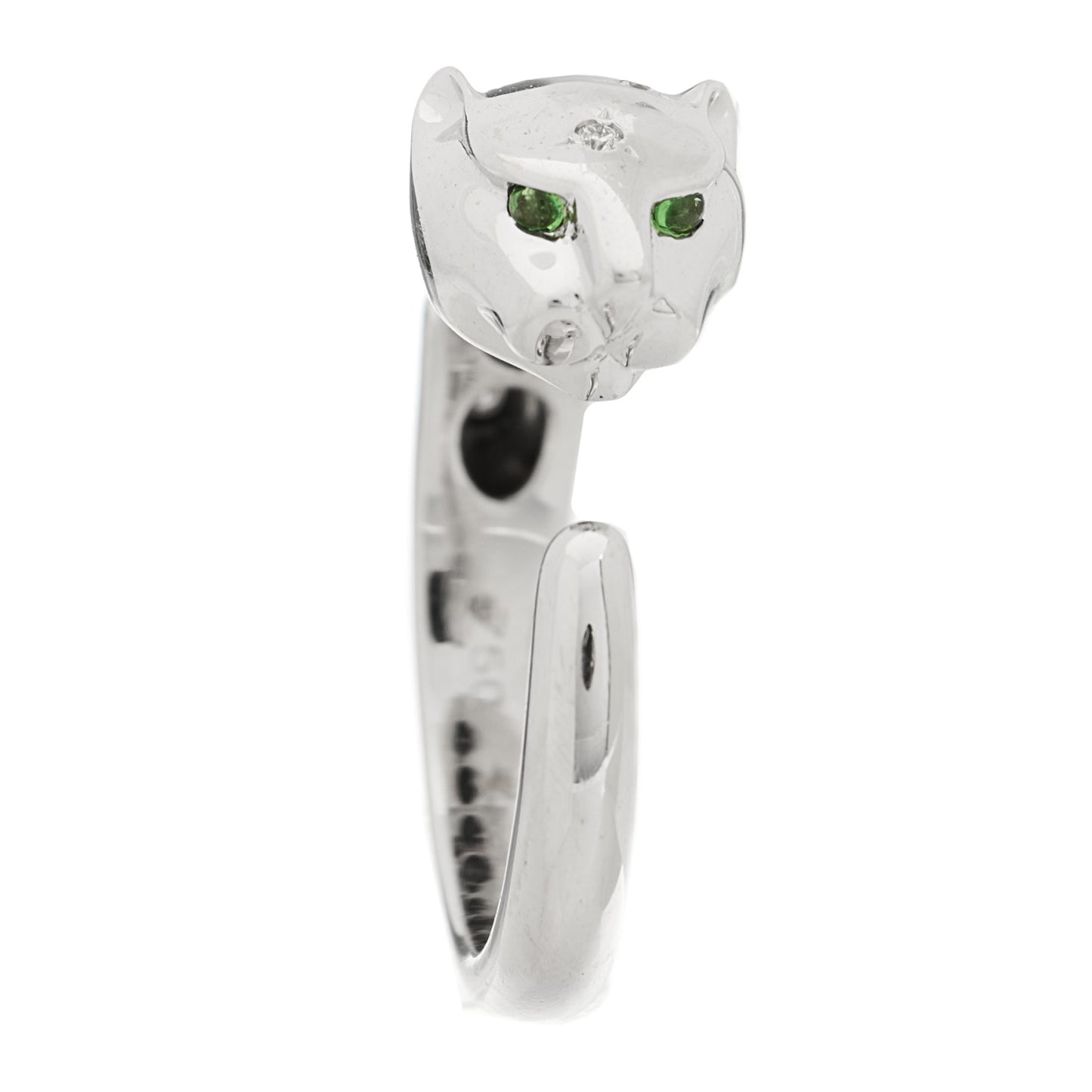 18K White Gold Diamond Tsavorite Panther Ring 54 7