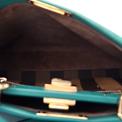 Fendi Vitello Morgan Fabric Jacquard Pequin Medium Peekaboo Iconic Satchel Lago Tobacco Black 6 of 11