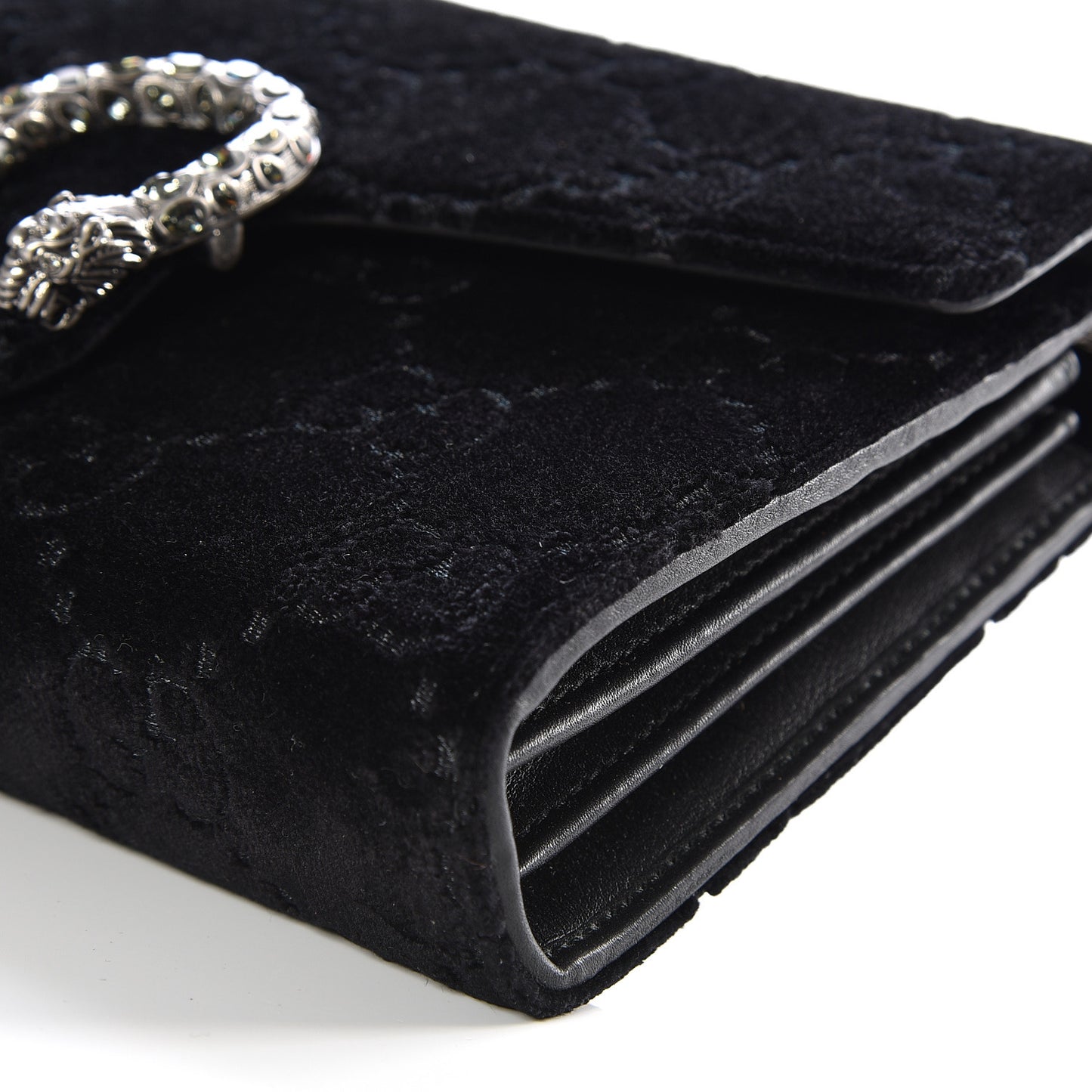 Velvet GG Monogram Mini Dionysus Chain Wallet Black