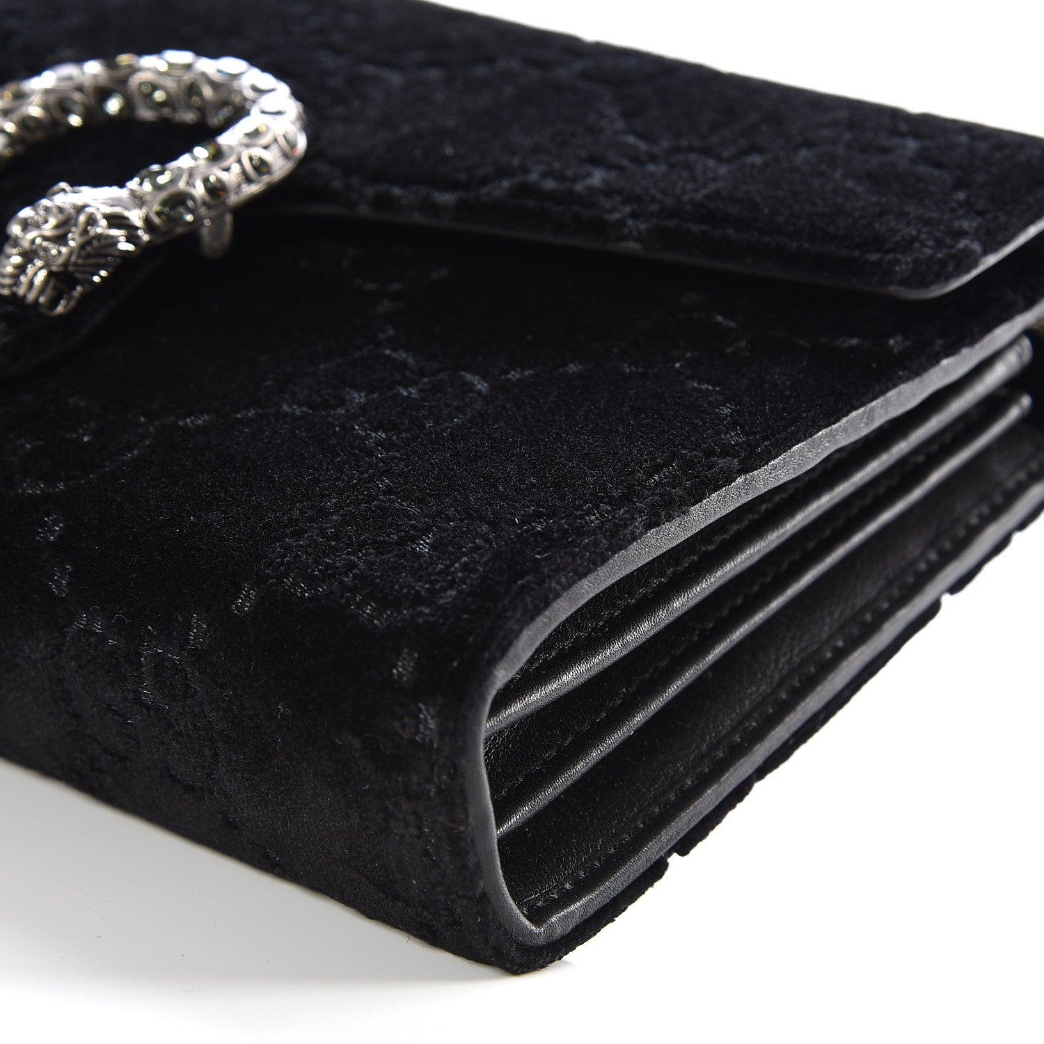 Gucci Velvet GG Monogram Mini Dionysus Chain Wallet Black 4 of 9