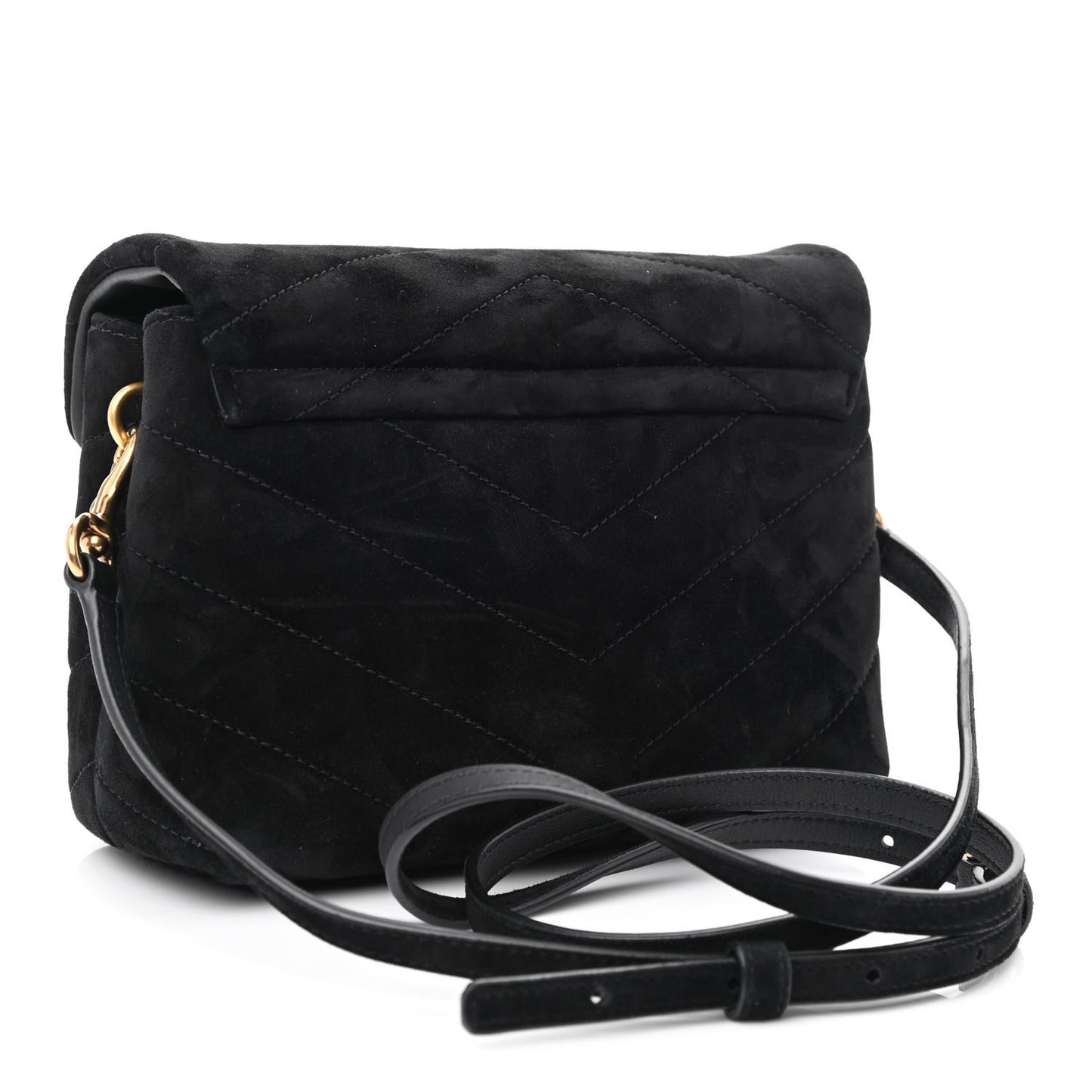 Suede Y Quilted Monogram Toy Loulou Crossbody Bag Black