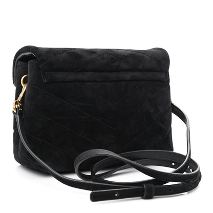Saint Laurent Suede Y Quilted Monogram Toy Loulou Crossbody Bag Black 3 of 11