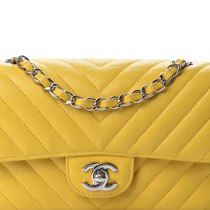Chanel Caviar Chevron Quilted Mini Rectangular Flap Yellow 11 of 11
