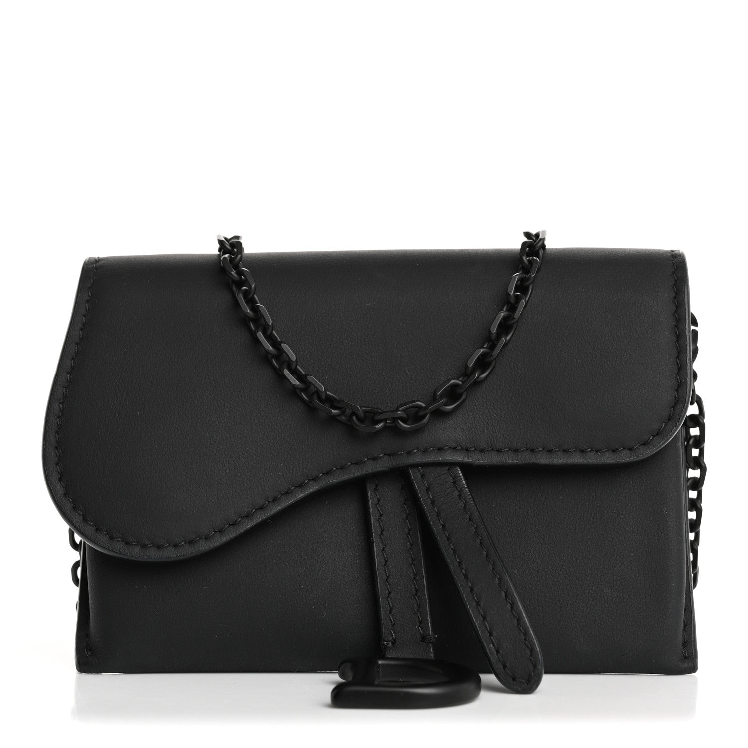 Christian Dior Ultra Matte Calfskin Nano Saddle Chain Pouch Black 8 of 13