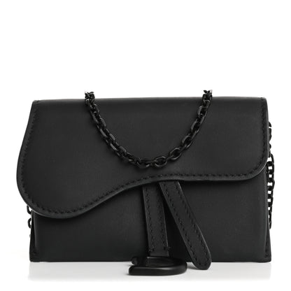 Christian Dior Ultra Matte Calfskin Nano Saddle Chain Pouch Black 8 of 13