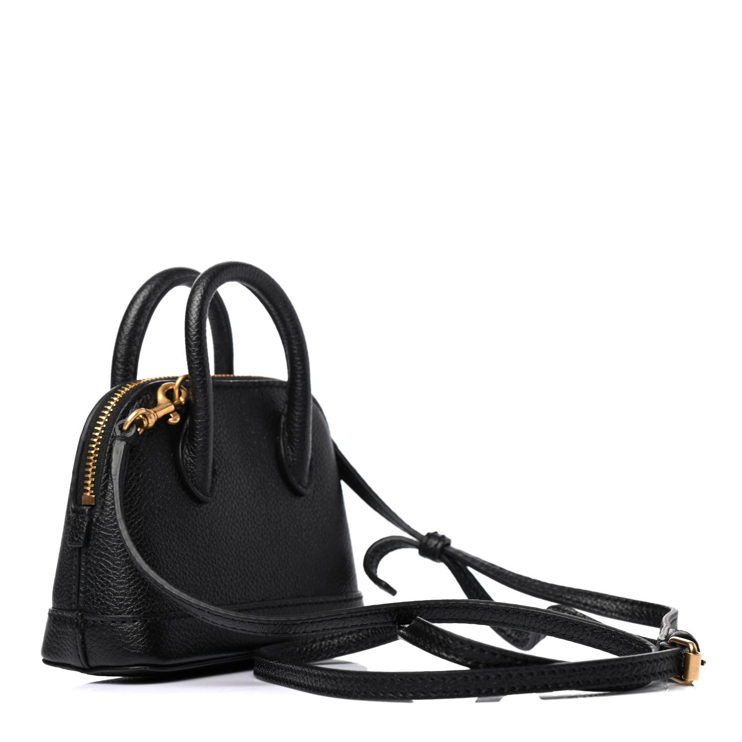 Balenciaga Grained Calfskin Logo Mini Ville Top Handle Bag Black White 2 of 4