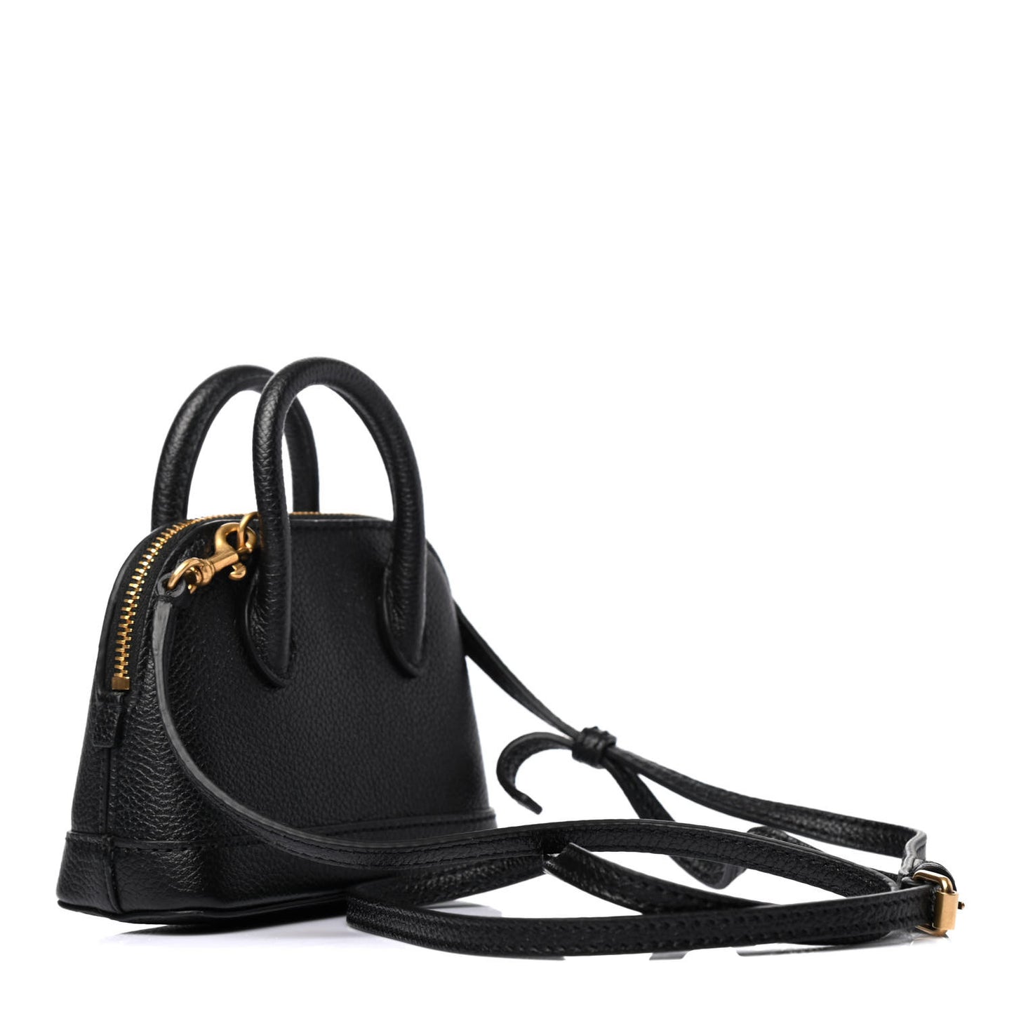 Grained Calfskin Logo Mini Ville Top Handle Bag Black White