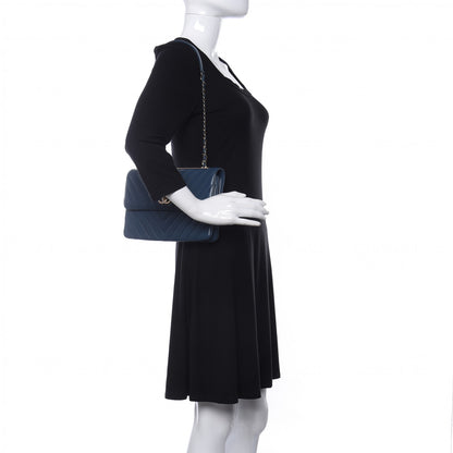 Chanel Lambskin Chevron Quilted Medium Trendy CC Flap Dark Blue 2 of 10