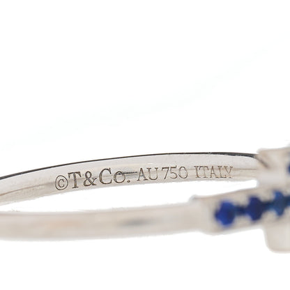 Tiffany 18K White Gold Blue Sapphire T Wire Ring 53 6.25 4 of 4