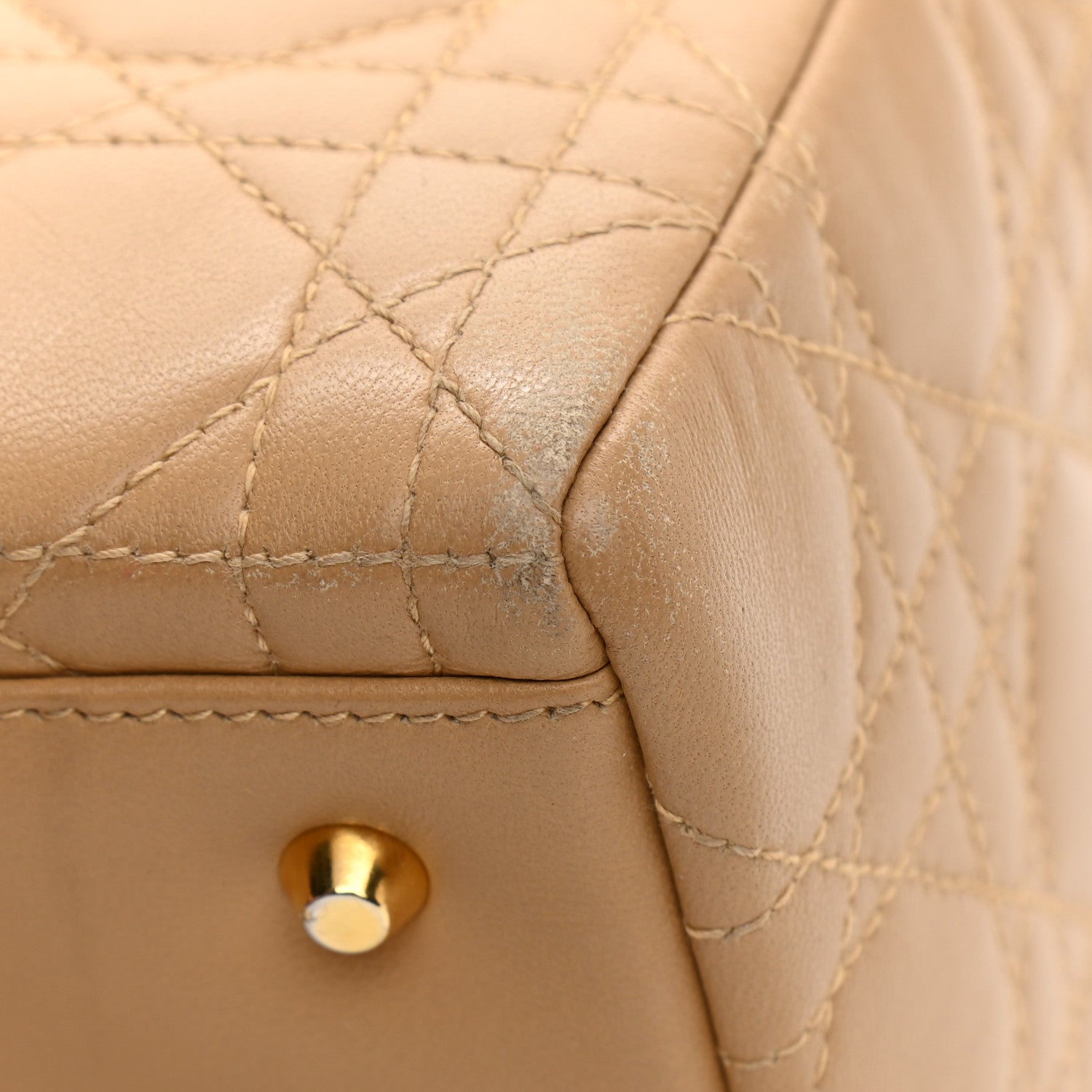 Christian Dior Lambskin Cannage Medium Lady Dior Beige 11 of 17