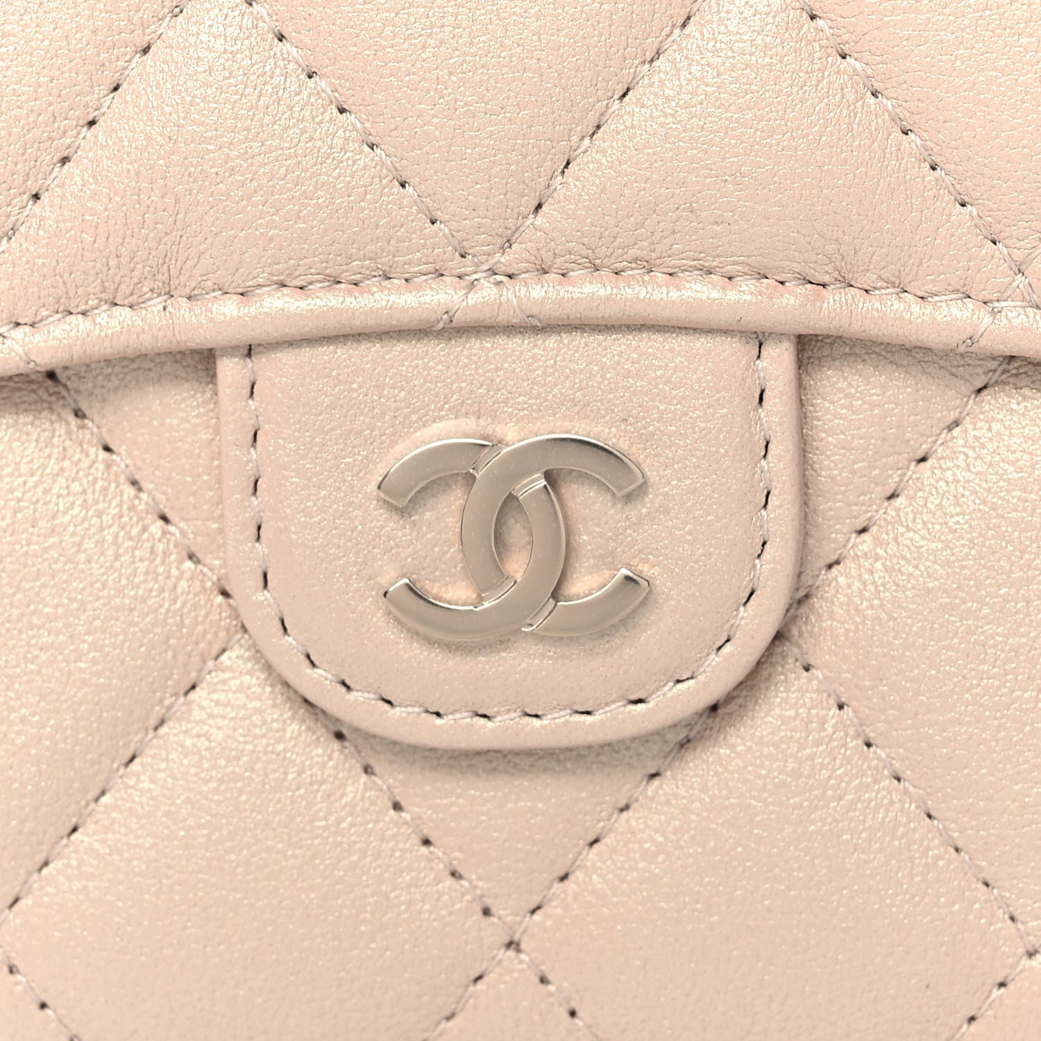 Chanel Iridescent Calfskin Quilted Compact Flap Wallet Beige 9 of 12