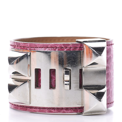 Hermes Shiny Alligator Collier De Chien CDC Bracelet S Fuchsia 2 of 3