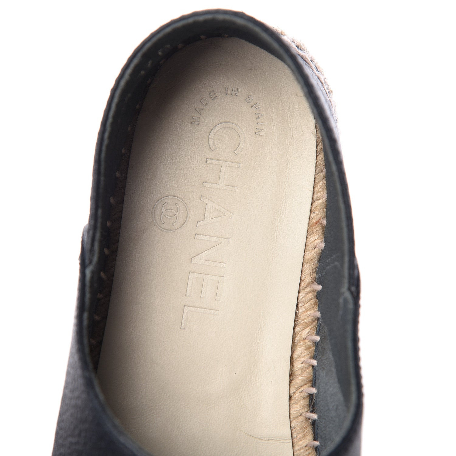 Chanel Grained Calfskin CC Espadrilles 37 Navy Black 9 of 11