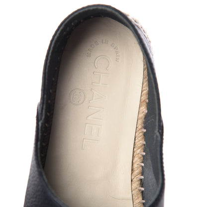 Chanel Grained Calfskin CC Espadrilles 37 Navy Black 9 of 11