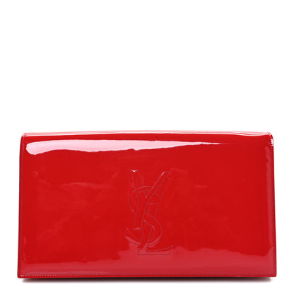 Saint Laurent Patent Monogram Large Belle De Jour Clutch Red 1 of 8