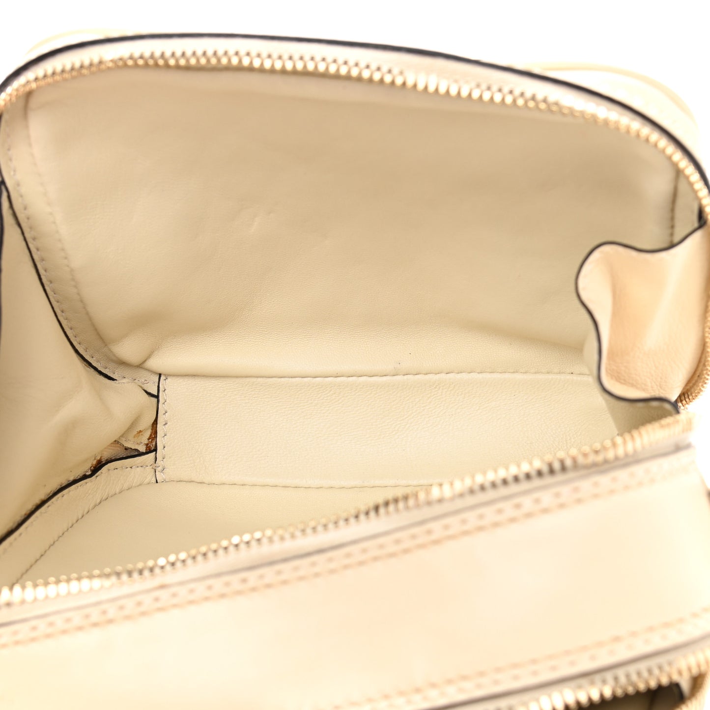 Nappa Rockstud Spike Double Zip Camera Crossbody Bag Light Ivory