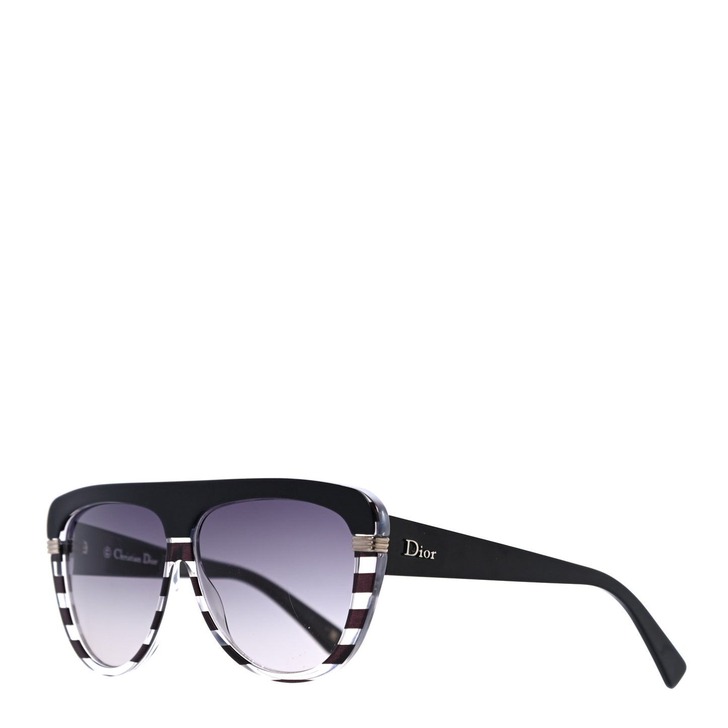 Acetate DiorCroisette1 Striped Sunglasses Black White Grey